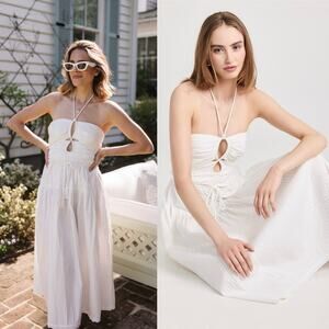 NWT Ulla Johnson Emmaline Midi Dress White Tiered Keyhole Beach Vacay Size 8